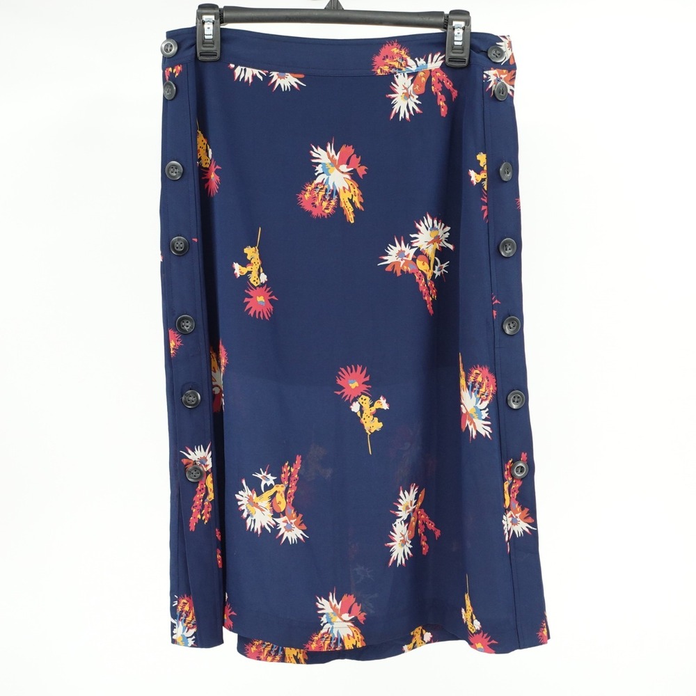 Madewell Silk Skirt SZ 2 Floral Side Button Sustainable Coastal Boho Cottagecore